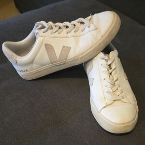 Veja White and Beige Sneakers